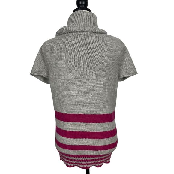 BCBGMaxAzria Sweater Wool Angora Cowl Neck Striped Pink Grey Size Medium - Picture 7 of 10